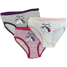 (SIZE 6-8.5 WAIST 21-23) New Girls Children's 3 PACK Unicorn Polka-Dot Design Cotton Rich Briefs Knickers