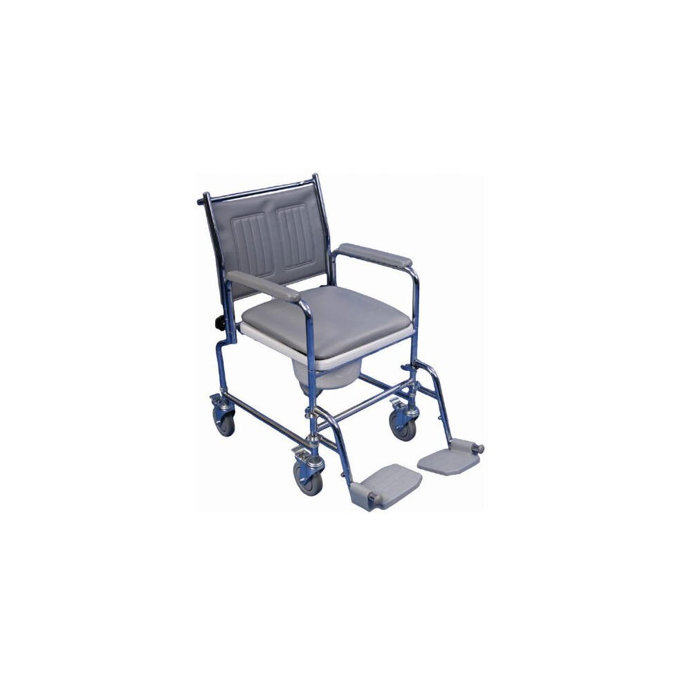 Aidapt Height Adjustable Mobile Commode with Detachable Arm Supports, Wipe Clean Seat, Over Seat and Castors with Brakes Already Assembled Aid - Image 3