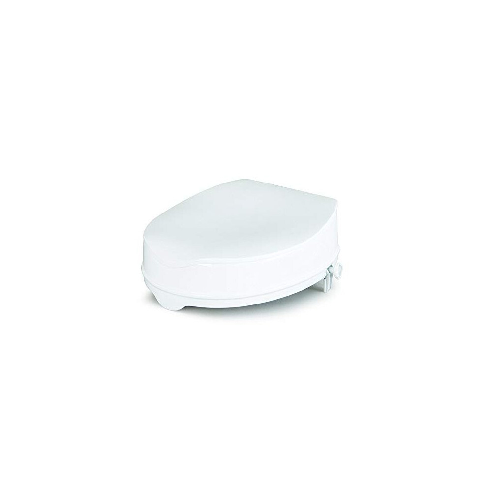 Homecraft White Savanah Raised Toilet Seat 6" With Lid, Elongated & Elevated Lock Seat Support For Elderly, Handicapped And Disabled Users, Colour