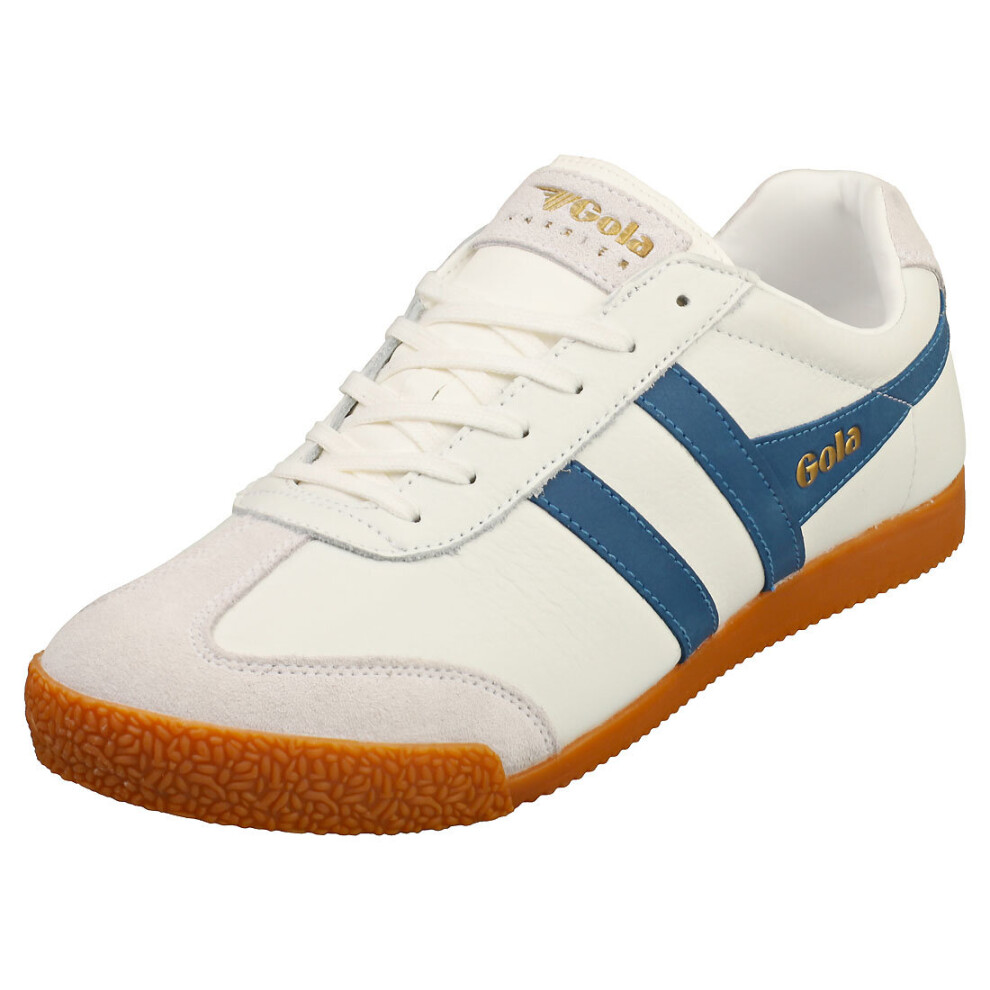 (7) Gola Harrier Mens Classic Trainers in White Blue