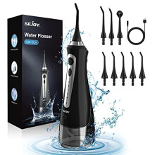 Sejoy Water Flossers for Teeth Cordless, Waterpik Water Flosser Rechargeable Portable, Oral Irrigator for Braces, 5 Modes and 8 Tips, IPX7 Waterproof,