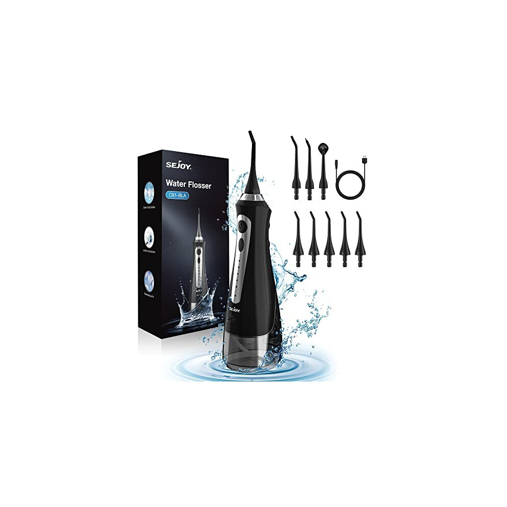 Sejoy Water Flossers for Teeth Cordless, Waterpik Water Flosser Rechargeable Portable, Oral Irrigator for Braces, 5 Modes and 8 Tips, IPX7 Waterproof,