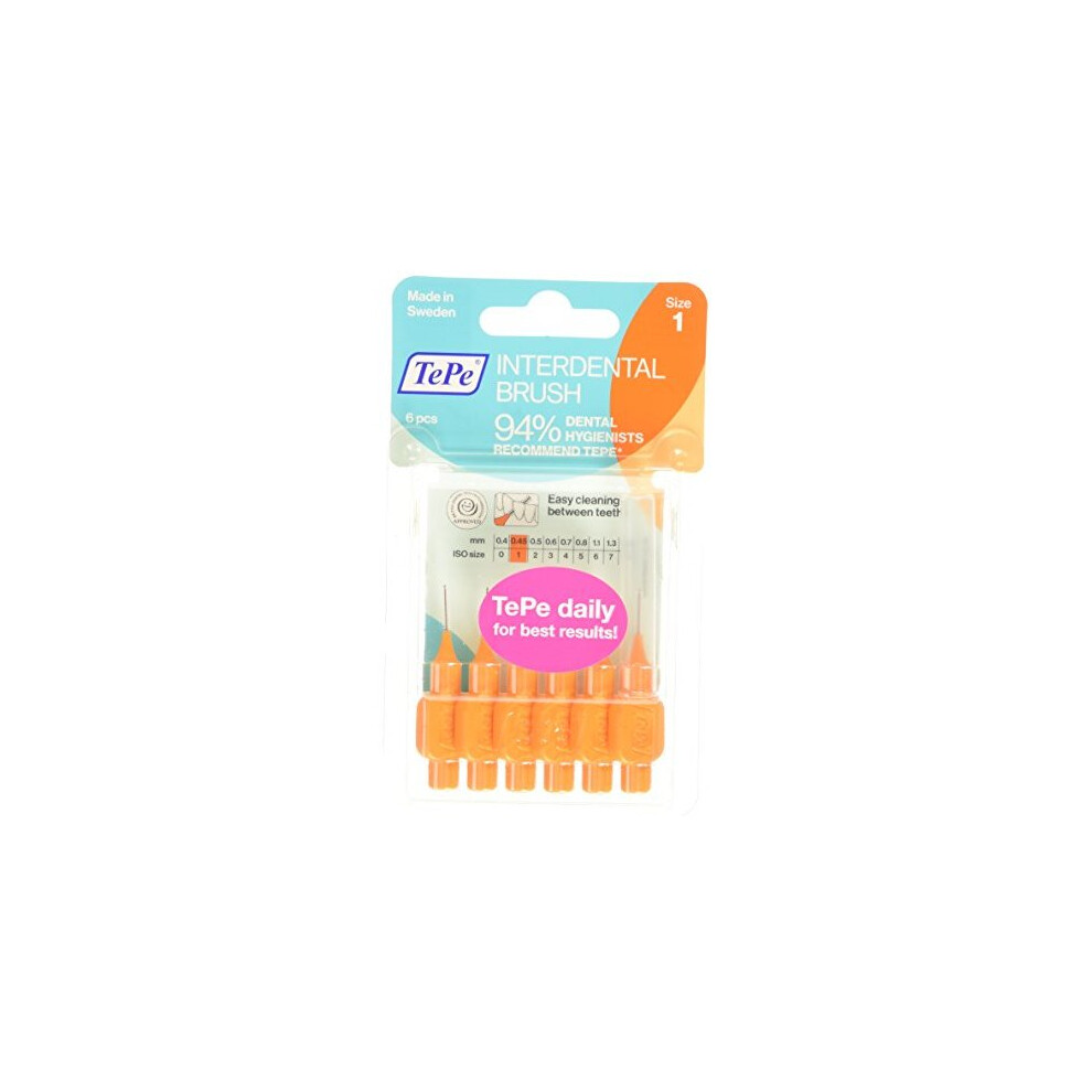 Tepe 0.45 mm Interdent Orange Brushes - Pack of 6