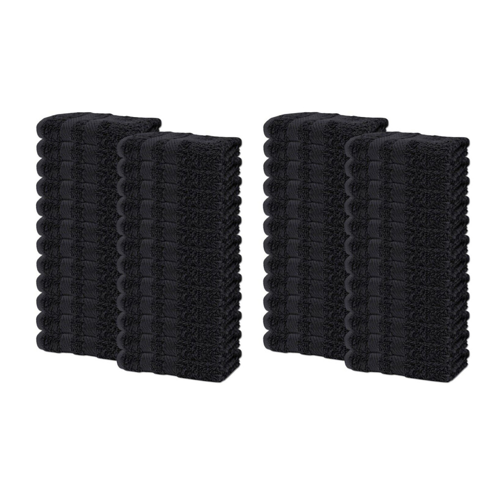 (Black, Pack of 48) 48x Face Washcloths Flannels Soft Cotton Face cloths