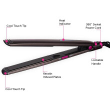 Carmen Neon C81073 Hair Straightener, Rapid Heat Up Time, Grey/Pink