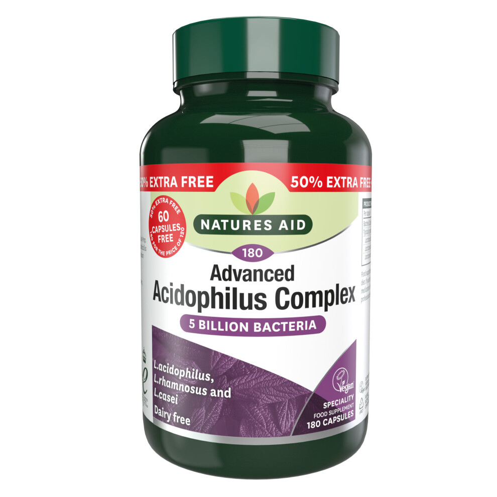 Natures Aid Acidophilus Complex 5 Billion Bacteria 180 Capsules Lactobacillus A