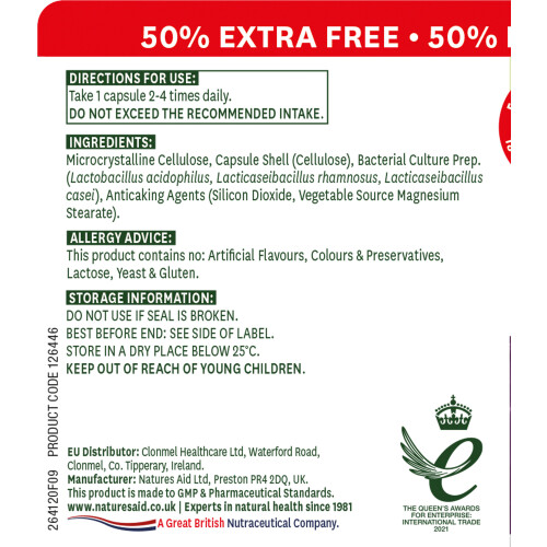 Natures Aid Natures Aid Acidophilus Complex 5 Billion Bacteria 180 Capsules Lactobacillus A 2