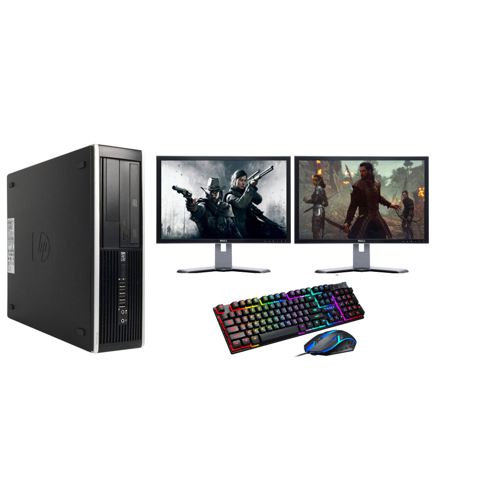 Fcs Fast Gaming Dell Bundle Pc Computer Full Set Dual Monitor Intel I3 8Gb Ram Gt730
