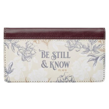 Christian Art Gifts 21782X Be Still & Know Checkbook Cover, Tan - Floral Design