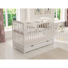 (White) Jacob | Cot Bed 120x60cm with drawer