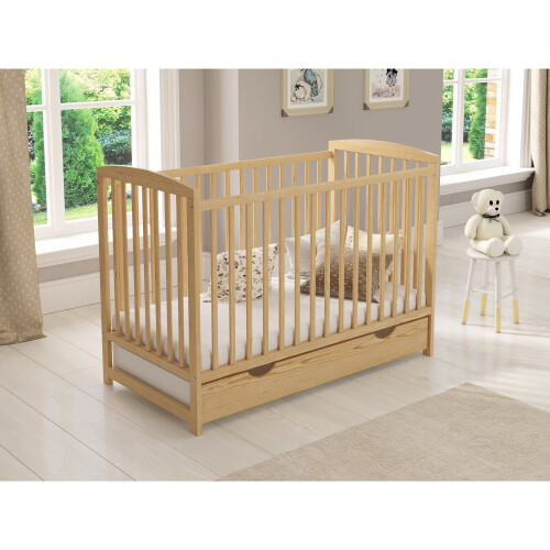 (Pine) Jacob | Cot Bed 120x60cm with drawer 1