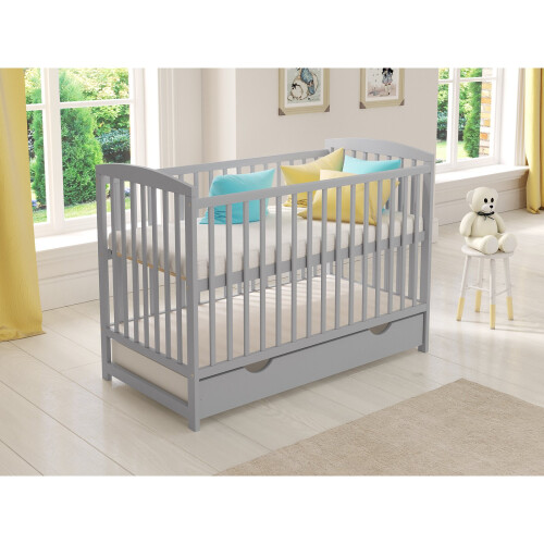 (Grey) Jacob | Cot Bed 120x60cm with drawer