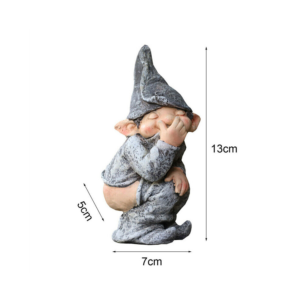 (13cm) Naughty Garden Funny Gnome Statue Elf Out The Door Home Yard Decor