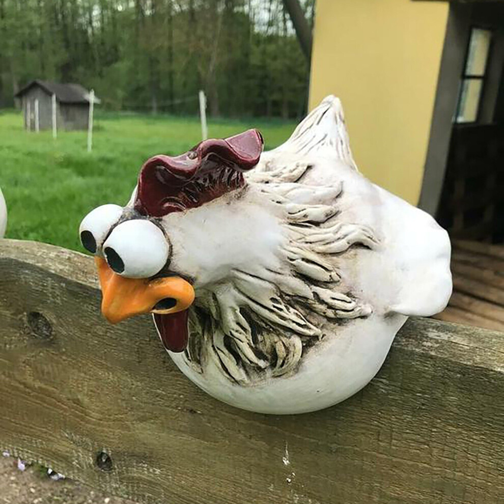 (A) Funny Chicken Fence Decor Statues Resin Garden Farm Yard Chicke