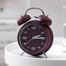 (wine red) Multifunctional retro luminous ringing alarm clock