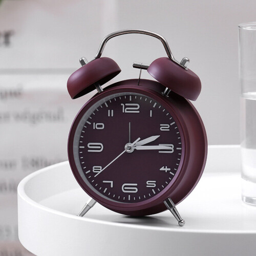 (wine red) Multifunctional retro luminous ringing alarm clock