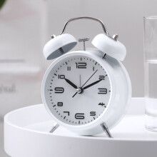 (white) Multifunctional retro luminous ringing alarm clock