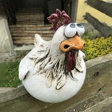 (B) Funny Chicken Fence Decor Statues Resin Garden Farm Yard Chicke