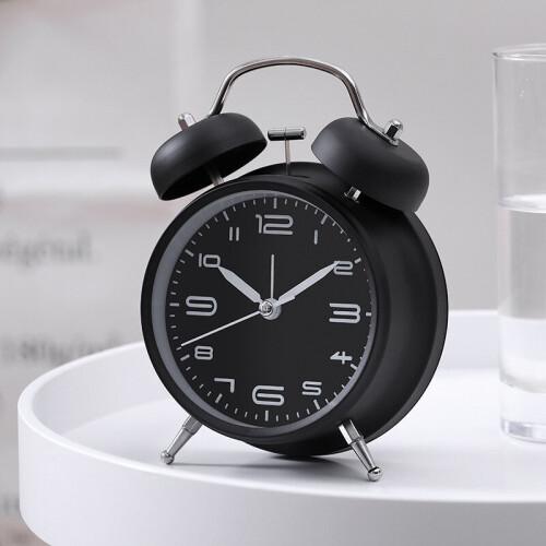 (black) Multifunctional retro luminous ringing alarm clock