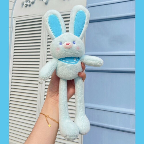 (  blue) Toy Rall Pulling Ear Doll Pulling Rabbit Pendant Funny Plush