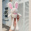 (  White) Toy Rall Pulling Ear Doll Pulling Rabbit Pendant Funny Plush 1