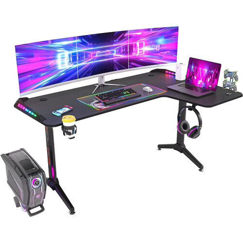 Corner desk deals with led lights