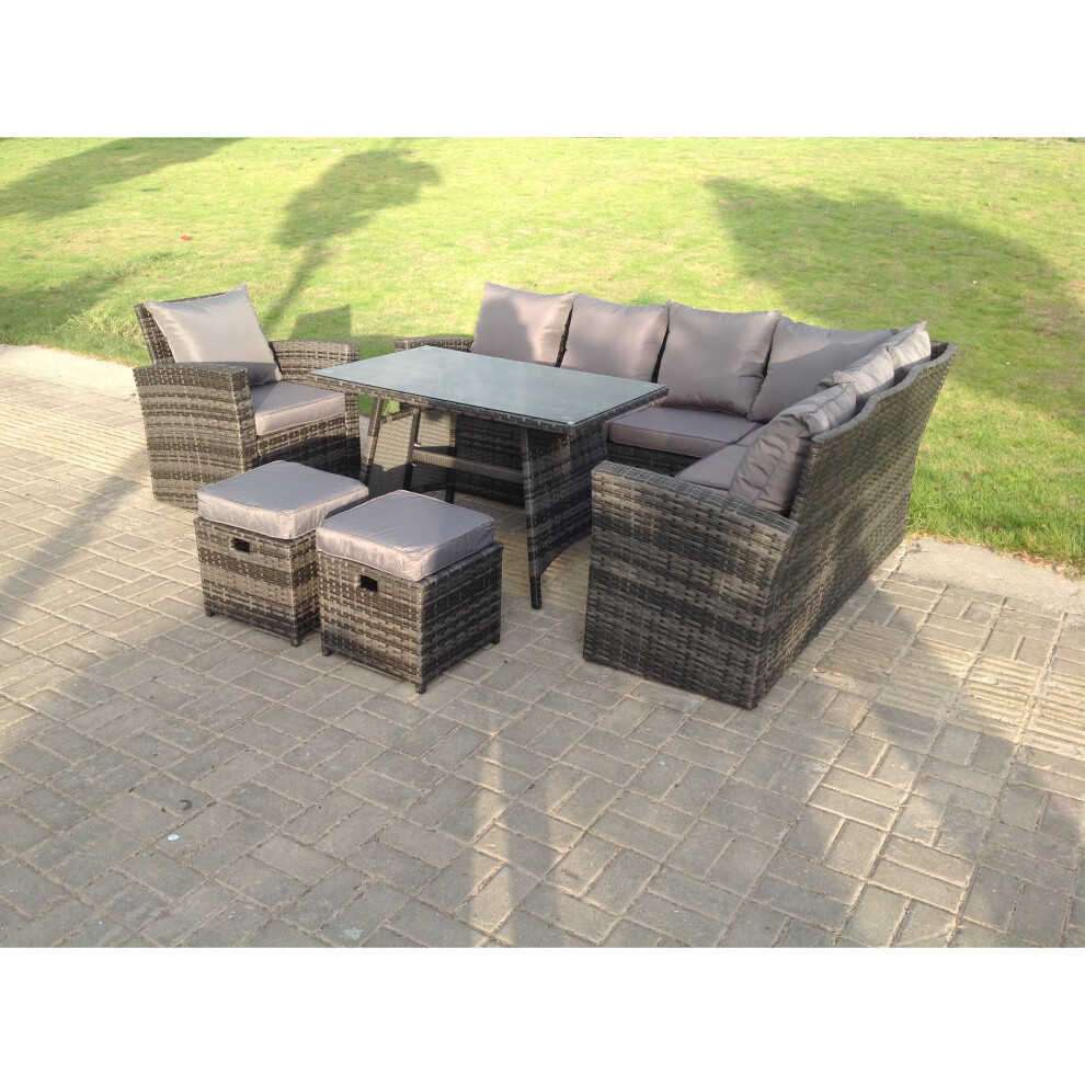 Fimous 9 Seater High Back Rattan Corner Sofa Set Outdoor Furniture