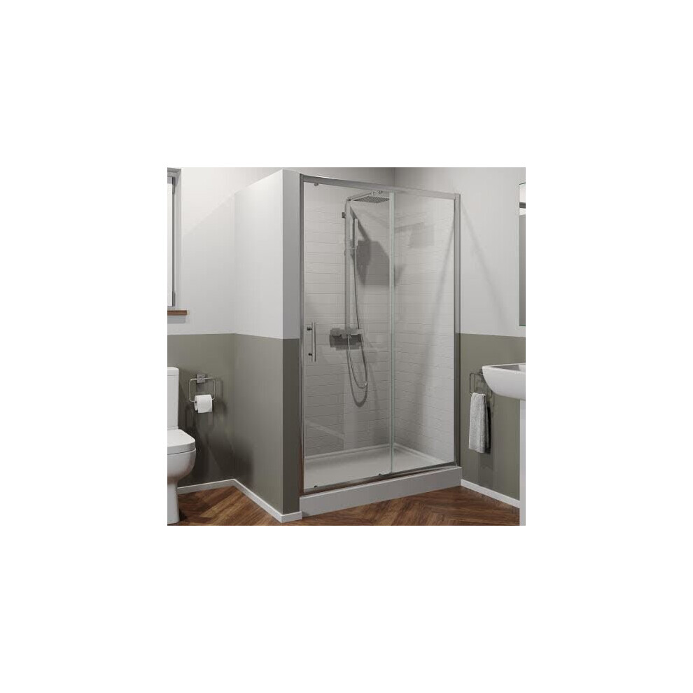 Luxura Sliding Shower Door 1000Mm With 1000 X 900Mm Easy Plumb Tray - 6Mm 5056467221873