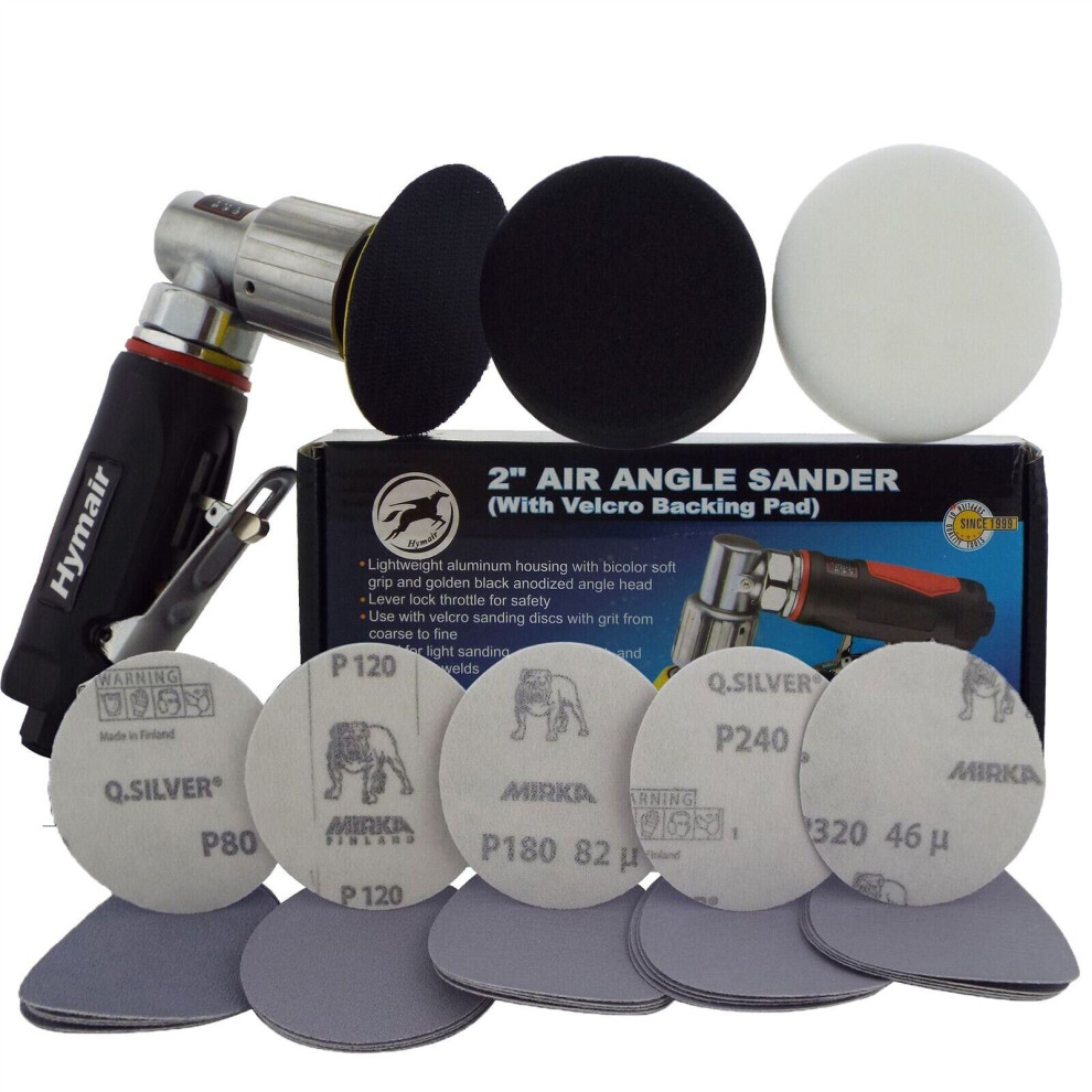 75Mm (3") Mini Air Sander/Polisher Kit 25 Sanding Discs + Polishing & Foam Heads 3859997431246