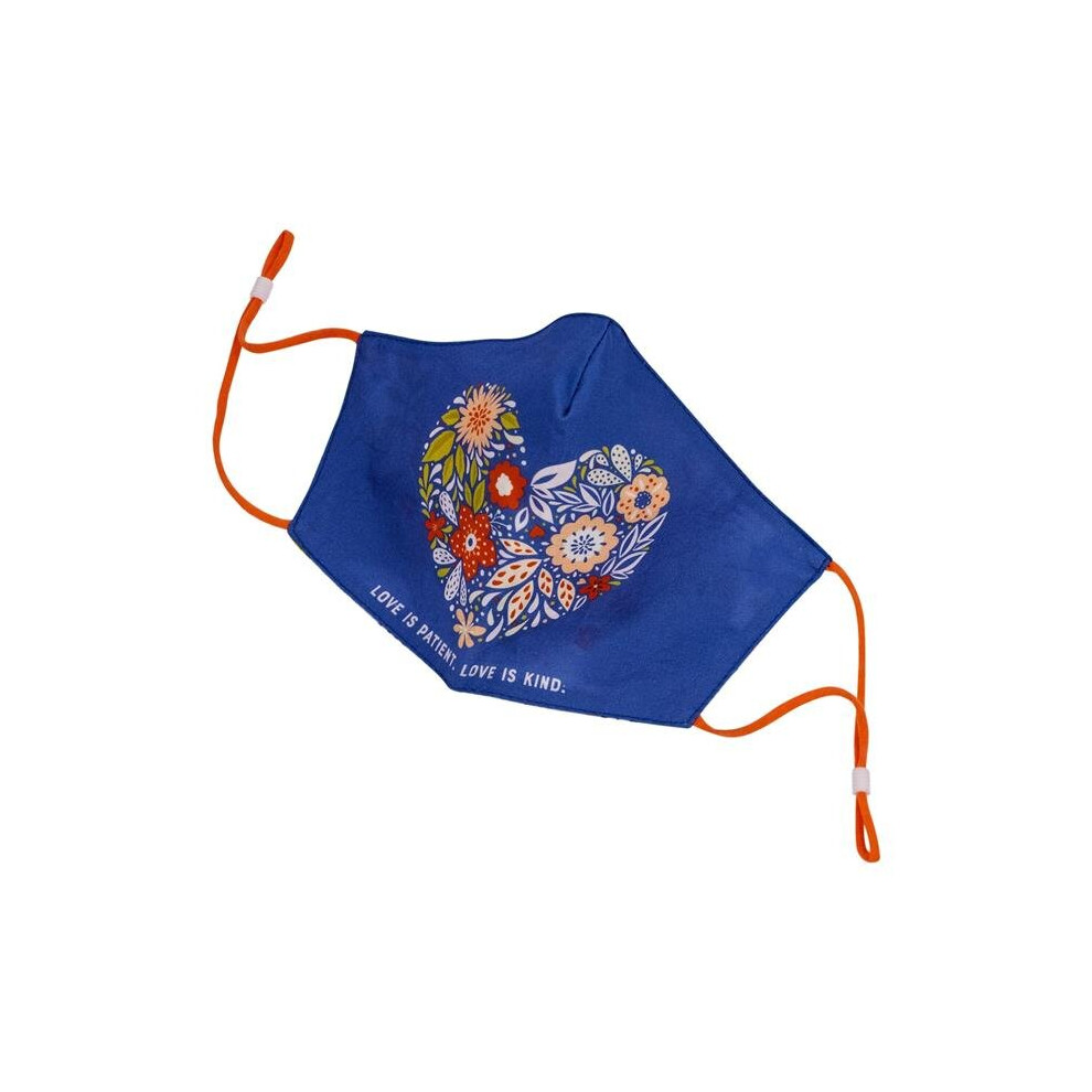 Christian Art Gifts 249954 Love Is Patient Love Is Kind Face Mask, Blue - Floral Heart Design 740078192381