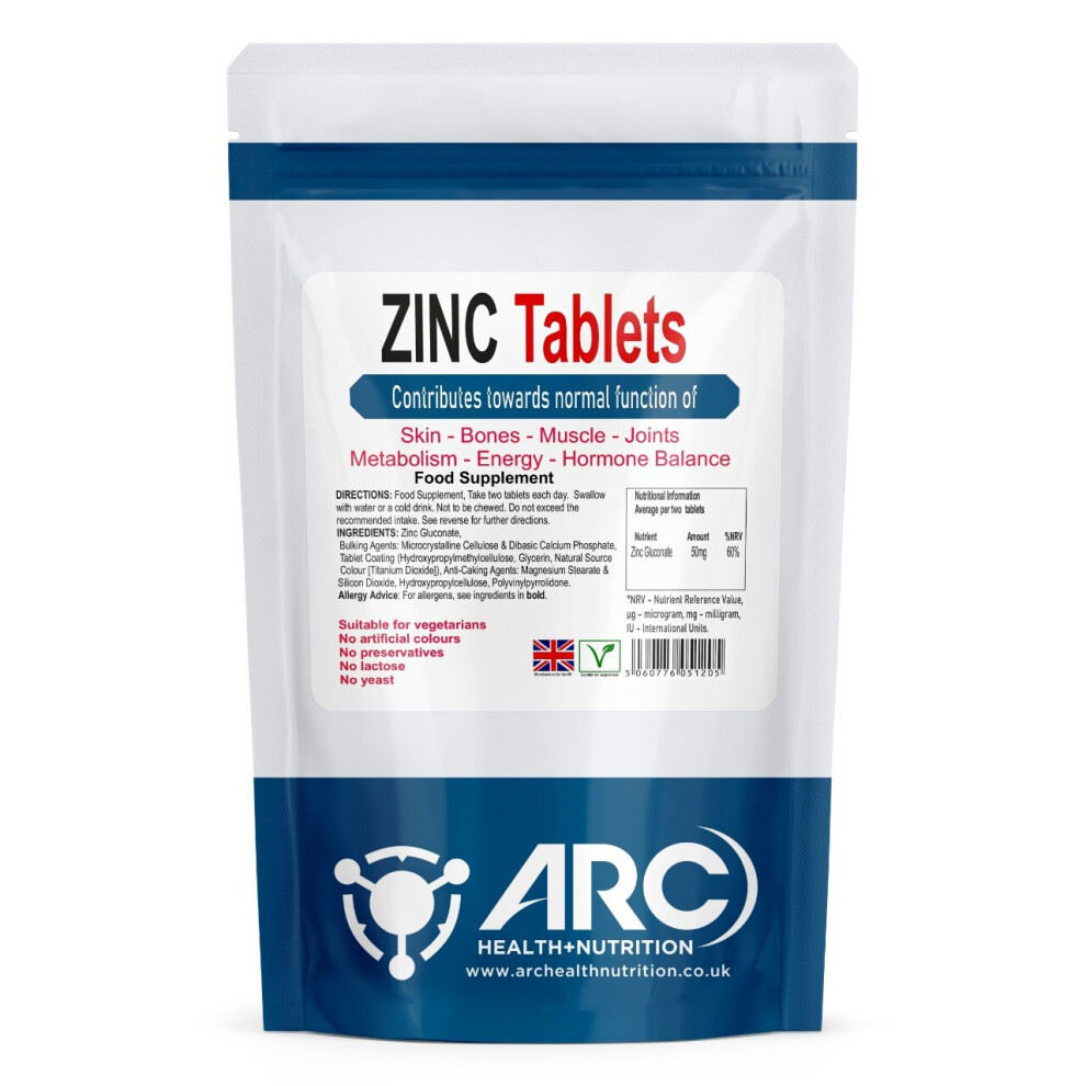 Zinc Gluconate 25mg Mineral Supplement 60 Tablets