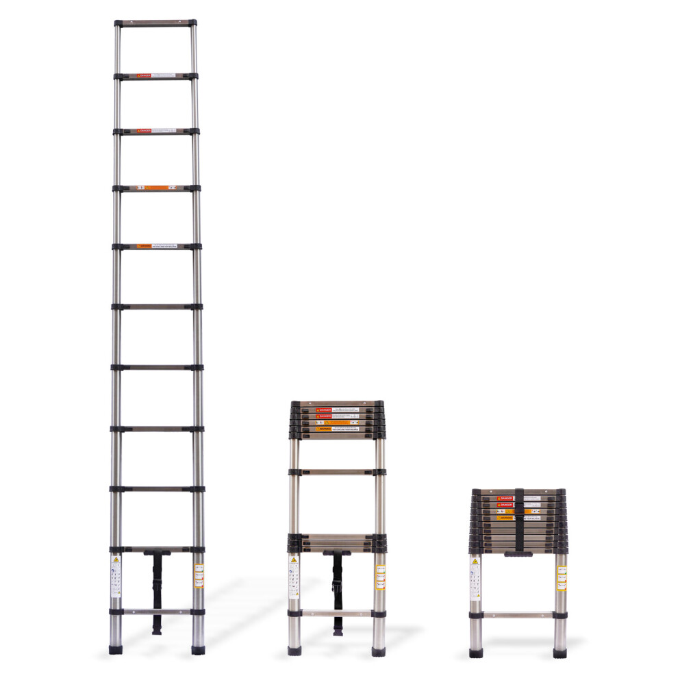 (3.2M Straight Ladder) Telescopic Ladder Stainless Steel Ladder Extension Ladder EN131 Standard