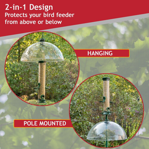 SPARES2GO Squirrel Baffle Dome Adjustable Hook Bird Feeder Hanging Guard (Pack of 4) 1