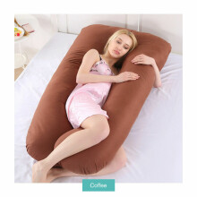 ( Coffee, 9Ft:70x130cm) 9 Ft/12 Ft U Pillow & Case Full Body Maternity Pregnancy Comfort