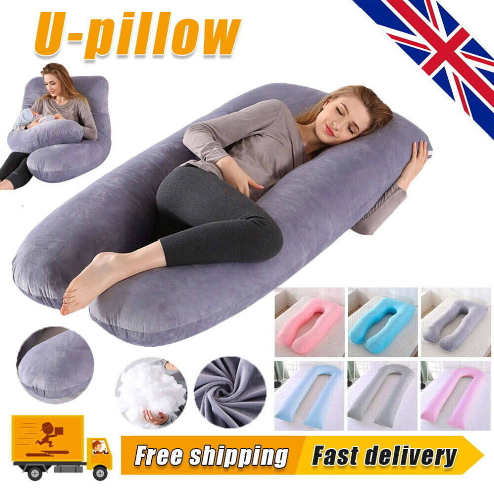 (  Random Color,   9Ft:70x130cm) 9 Ft/12 Ft U Pillow & Case Full Body Maternity Pregnancy Comfort