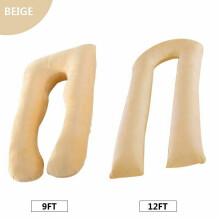 ( Beige, 12Ft: 80x160cm) 9 Ft/12 Ft U Pillow & Case Full Body Maternity Pregnancy Comfort