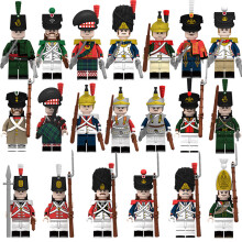 20Pcs Ancient Europe Napoleon British French Military line of Soldiers Green Jacket Bagpipes Assembled Chinese Building Block Figures Toys
