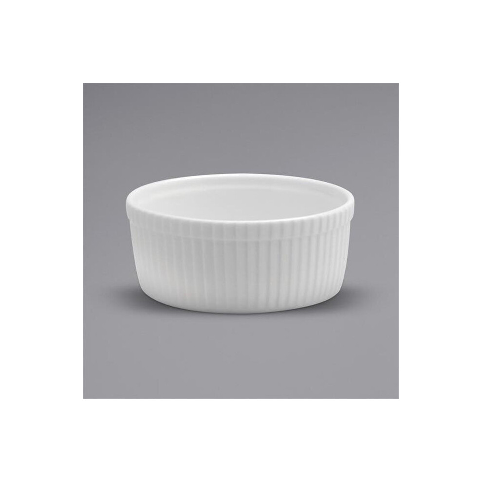 Buffalo F8010000603 Ware Fluted Porcelain Souffle Dish, Bright White