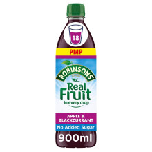 Robinsons Apple & Blackcurrant No Added Sugar Squash 900ml (Pack of 12)