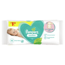 Pampers Sensitive Baby Wipes x 52s (Pack of 12)