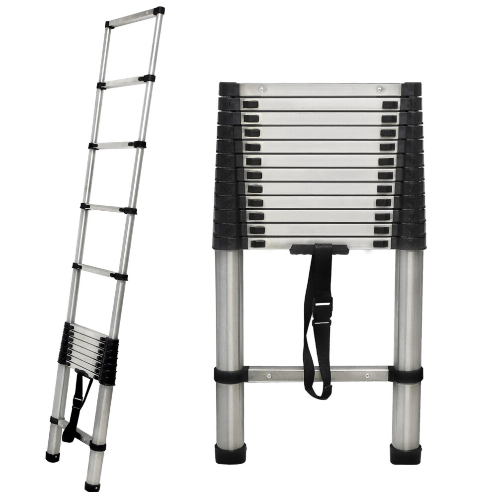 (3.8M Straight Ladder) Telescopic Ladder Stainless Steel Ladder Extension Ladder EN131 Standard