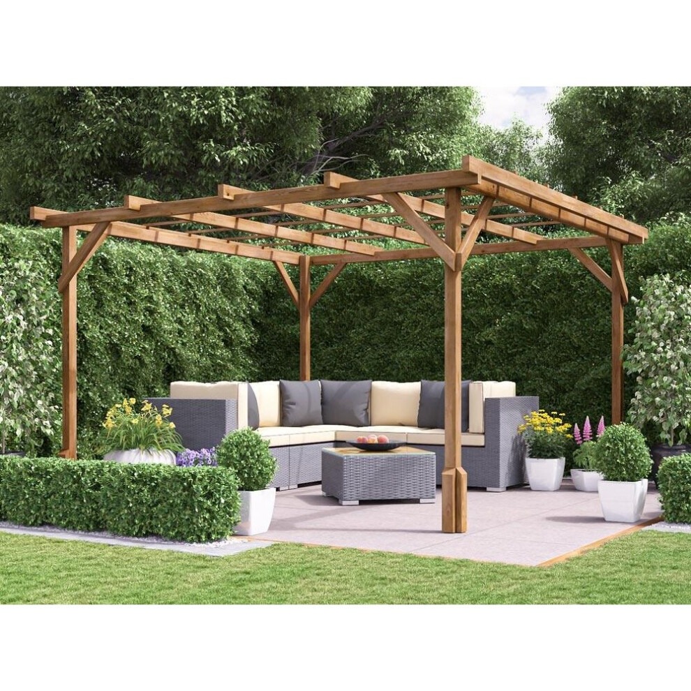 Dunster House Wooden Pergola Utopia 3M X 3M Garden Structure