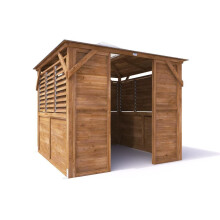 Wooden Gazebo 2.5x2.5m Half Wall Half Louvre Front pressure Treated Panel Superfelt Dunster House