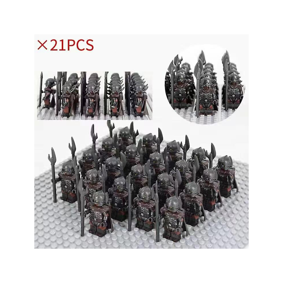 (Orcs 12) 21pcs Lord Of The Rings Army Orcs Building Blocks People Armored Military Battlefield Combination Toys