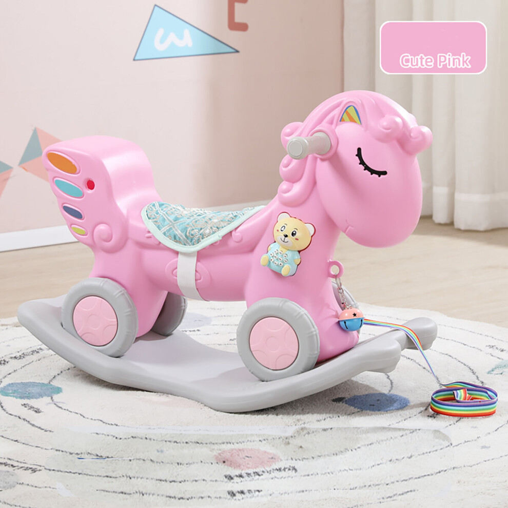 (Pink) WDW 2 in 1 Rocking Horse for Kids Balance Bike for Toddlers Kids Rocking Horse for 1Year and Above Size - 88L Ã 51H Ã 39W cm