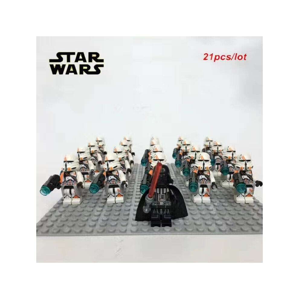 (Star Wars-Set 1) 21Pcs Star Wars Clone Troopers & Commander Minifigures Kids Toy Fit Lego +base)