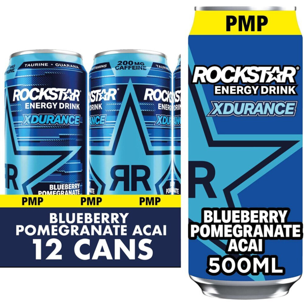 Rockstar Energy Drink Xdurance Blueberry Pomegranate Acai 500Ml (Pack Of 12)