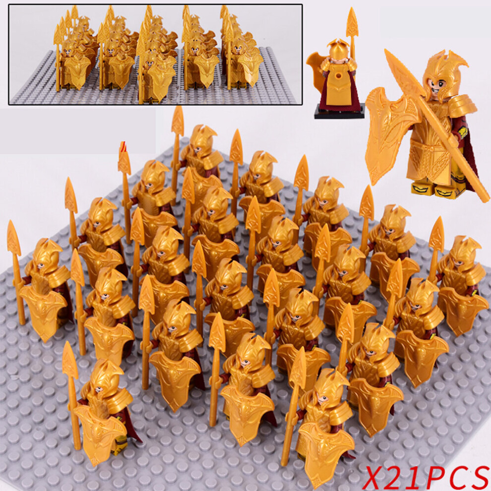 (Legion Of Elven Lancers) 21PCS Soldiers Noldor Elf Mithril Jungle Assembled Legion Minifigure Building Block Toys