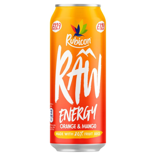Rubicon Rubicon Raw Energy Orange & Mango 500ml (Pack of 12) 1