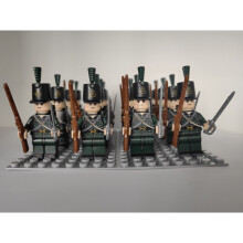 (Type 1) 16PCS Napoleonic War Building Block Figures British Line Infantry Green Jacket Highland Bagpiper Toys